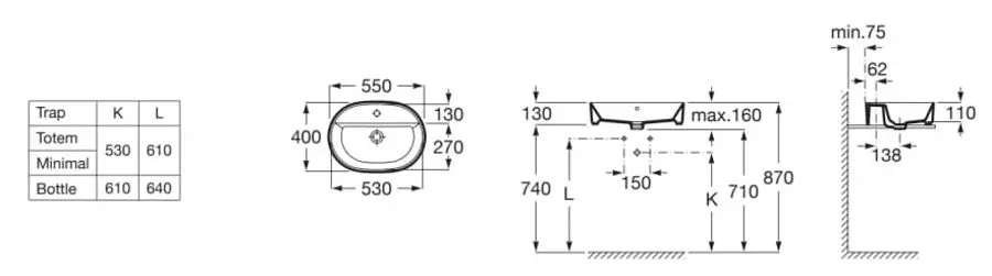 Умывальник Roca The Gap Round A3270Y0000 (White)