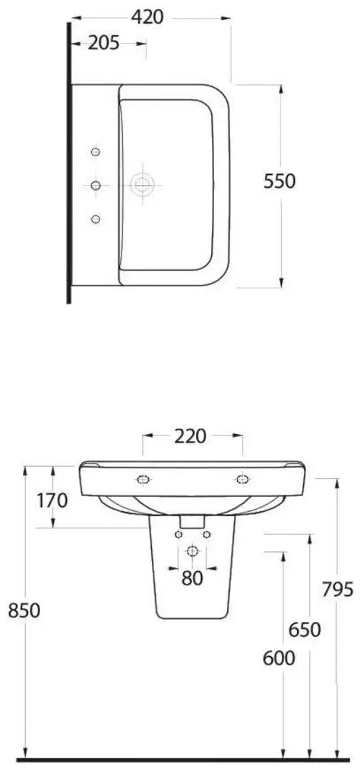 Умывальник Ege Vitrifiye Tyana 72551/78312 (White)