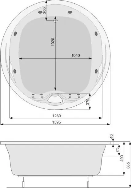 Cada de baie din acril Pool Spa Atlantyda 160x160 (White)