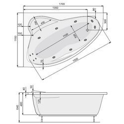 Cadă de baie din acril Pool Spa Europa 170x115 Left (White) Thumb