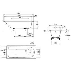 Cada de baie din otel Kaldewei Eurowa Form Plus 310 150x70 (White) Thumb