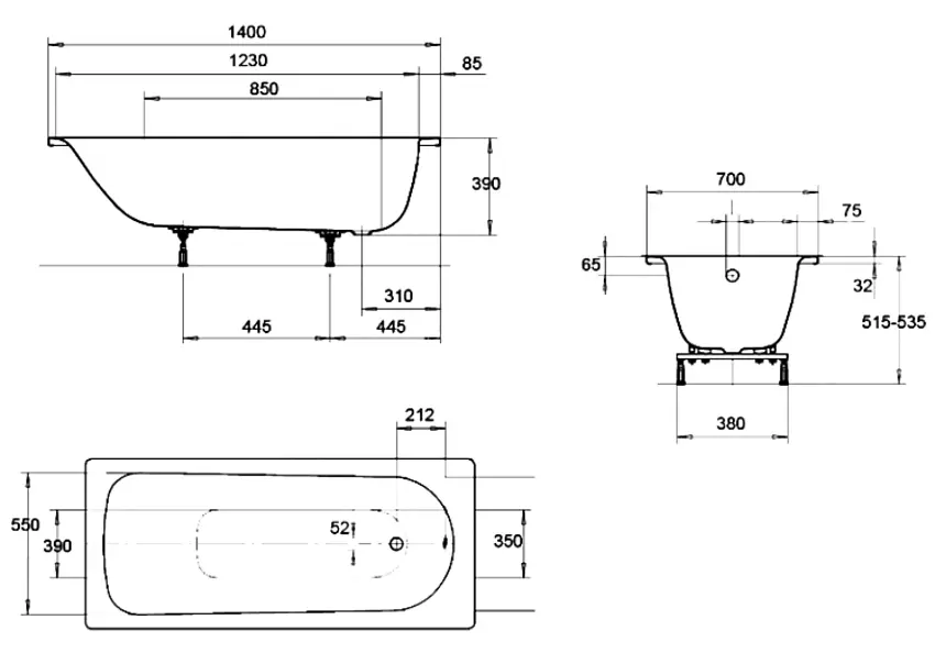 Cada de baie din otel Kaldewei Eurowa Form Plus 310 150x70 (White)