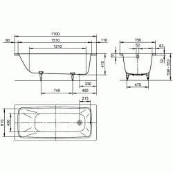 Cada de baie din otel Kaldewei Cayono 750 170x75 (White) Thumb