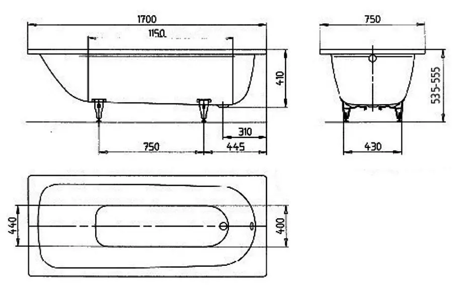 Cada de baie din otel Kaldewei Saniform Plus 373-1 170x75 (White)