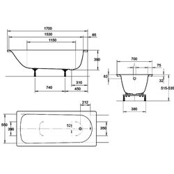 Cada de baie din otel Kaldewei Eurowa Form Plus 312 170x70 (White) Thumb
