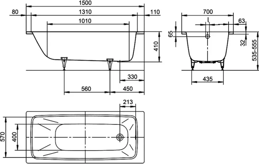 Cada de baie din otel Kaldewei Cayono 747 150x70 (White)