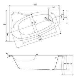 Сadă de baie din acril Cersanit Sicilia 160х100 Left (White) Thumb