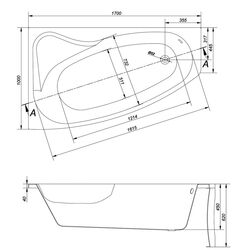 Сadă de baie Cersanit Sicilia 170х100 Left (White) Thumb