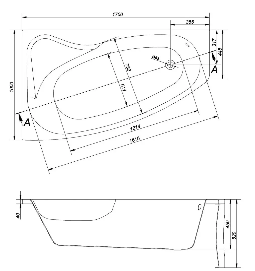 Сadă de baie Cersanit Sicilia 170х100 Left (White) - 3