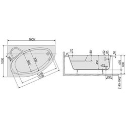 Cada de baie din acril Sanplast Comfort WAL/CO 160x100+ST5 Left (White) Thumb