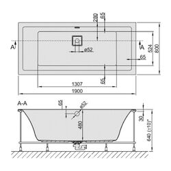 Cada de baie din acril Sanplast Space Line WP/Space 190x80 + SP Set (White) Thumb