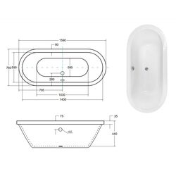 Ванна акриловая Besco Victoria WKV-160-WZ 160x75 (White) Thumb