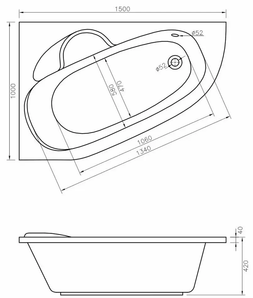 Ванна Bonito Home Blanca 150х100 Left (White)