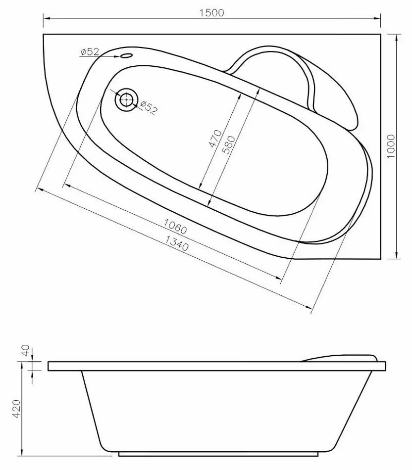Ванна Bonito Home Blanca 150х100 Right (White)