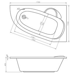 Сada de baie Bonito Home Blanca 170x110 Right (White) Thumb
