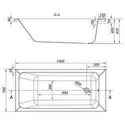 Cada de baie Cersanit Blissa 150x70+suport (White) Thumb