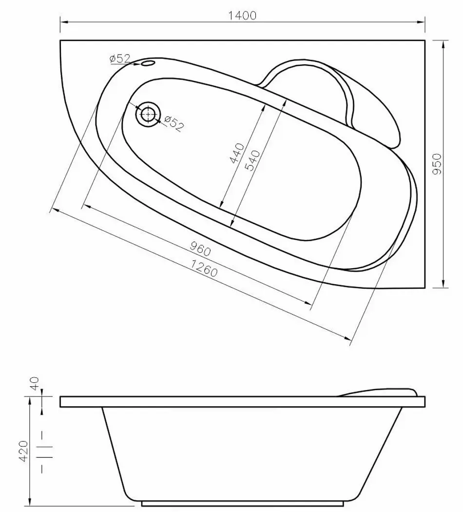 Ванна Bonito Home Blanca 140х95 Right (White)