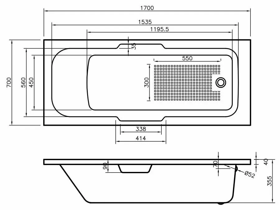 Ванна Bonito Home Leon 1700x700 (White)
