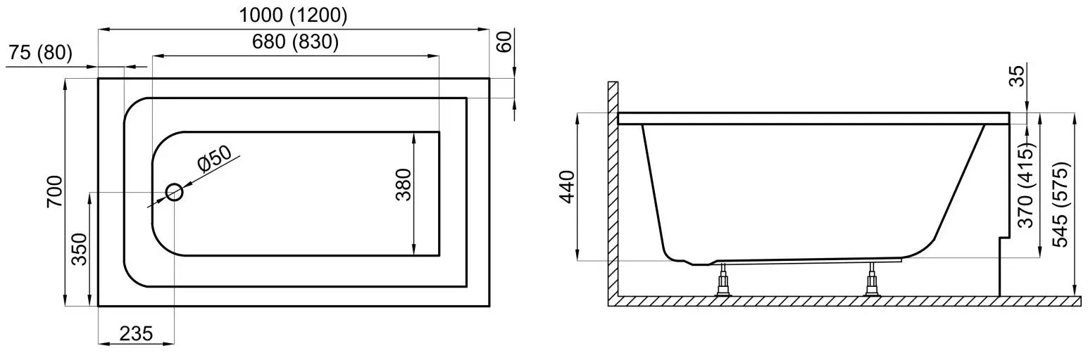 Ванна Polimat Capri 100x70 (White)