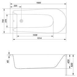 Cada de baie Cersanit Flavia 160x70 (White) Thumb
