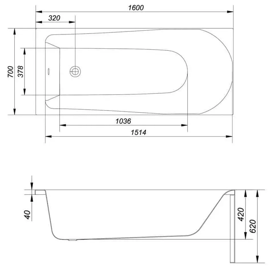 Cada de baie Cersanit Flavia 160x70 (White) - 4