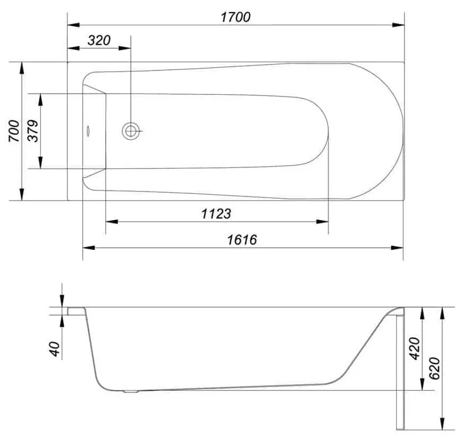 Cada de baie Cersanit Flavia 170x70 (White) - 4