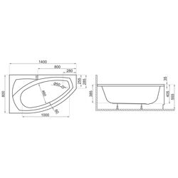 Cada de baie Polimat Frida 140х80 Left (White) Thumb