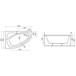 Cada de baie Polimat Frida 140x90 Left (White) Thumb