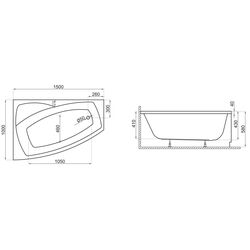 Cada de baie Polimat Frida 150x100 Left (White) Thumb