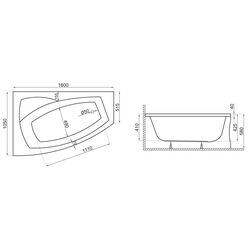 Cada de baie Polimat Frida 160x105 Right (White) Thumb