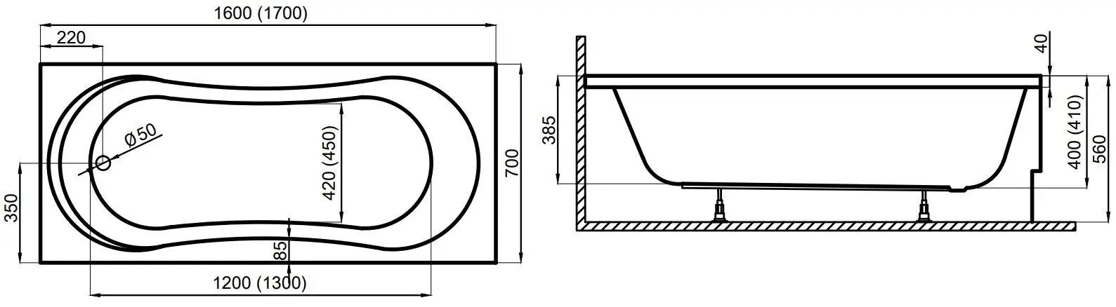 Ванна Polimat Gracja 160x70 (White)