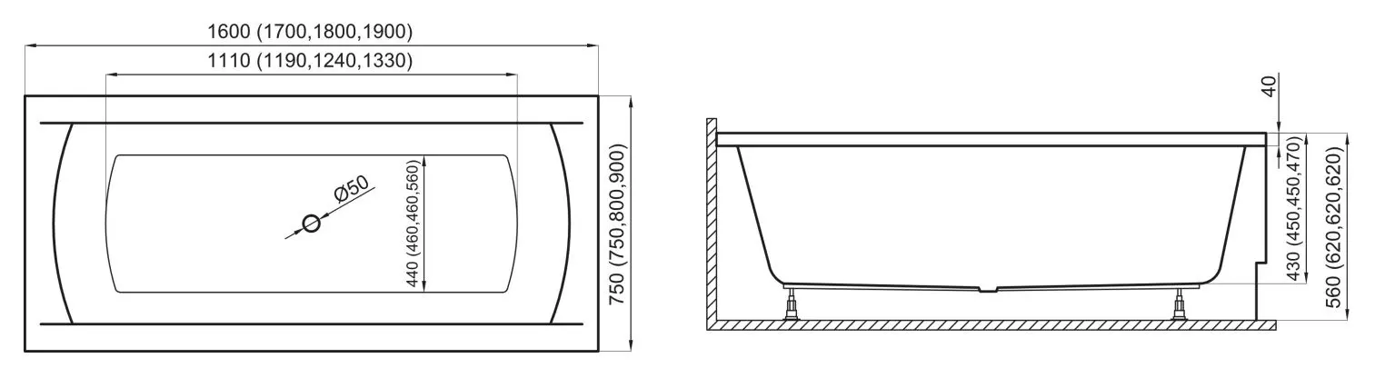 Ванна Polimat Ines 180x80 (White)