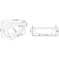 Cada de baie Polimat Marea 150x100 Left (White) Thumb