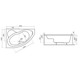 Cada de baie Polimat Mega 160x105 Right (White) Thumb