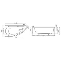 Cada de baie Polimat Miki 140х70 Left (White) Thumb