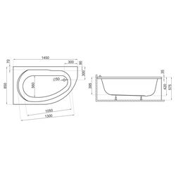 Cada de baie Polimat Miki 145x85 Right (White) Thumb