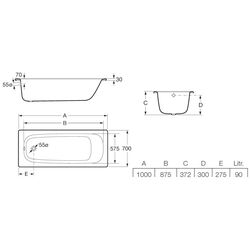 Cada de baie din otel Roca Contesa 100x70 (White) Thumb