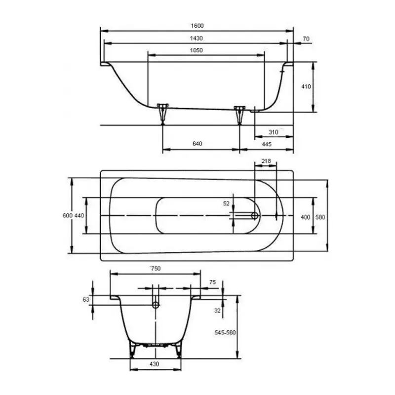 Cada de baie din otel Kaldewei Saniform Plus Star 333 (160x75)