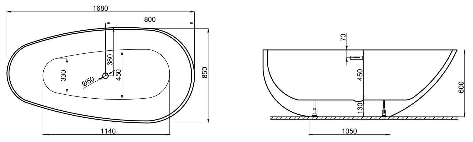 Cada de baie Polimat Shila 170x85 (White)