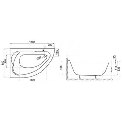 Cada de baie Polimat Standard 130x85 Right (White) Thumb