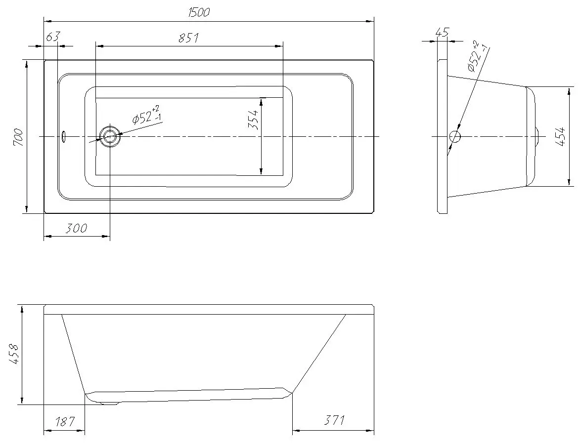 Ванна VentoSpa Novaro 1500x700 (White)