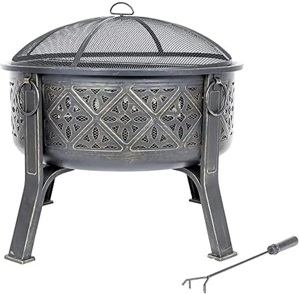 Castron pentru foc cu grilă de gratar La Hacienda Moresque (Bronze) - 4