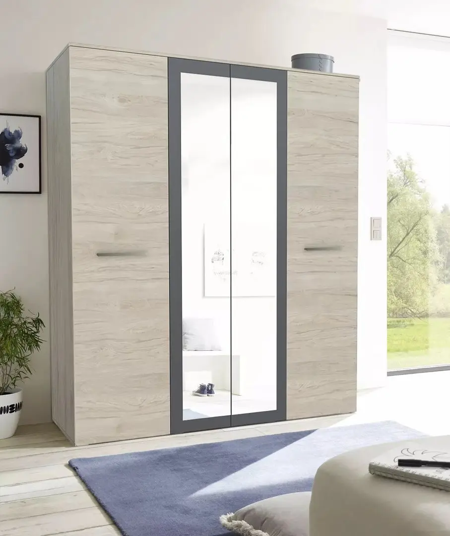 Шкаф Yasen Бари 4Д2З (Гикори Рокфорд Светлый/Графит Серый)