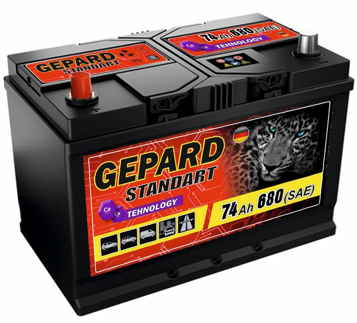 Acumulator Gepard Standart 74Ah 680A +R