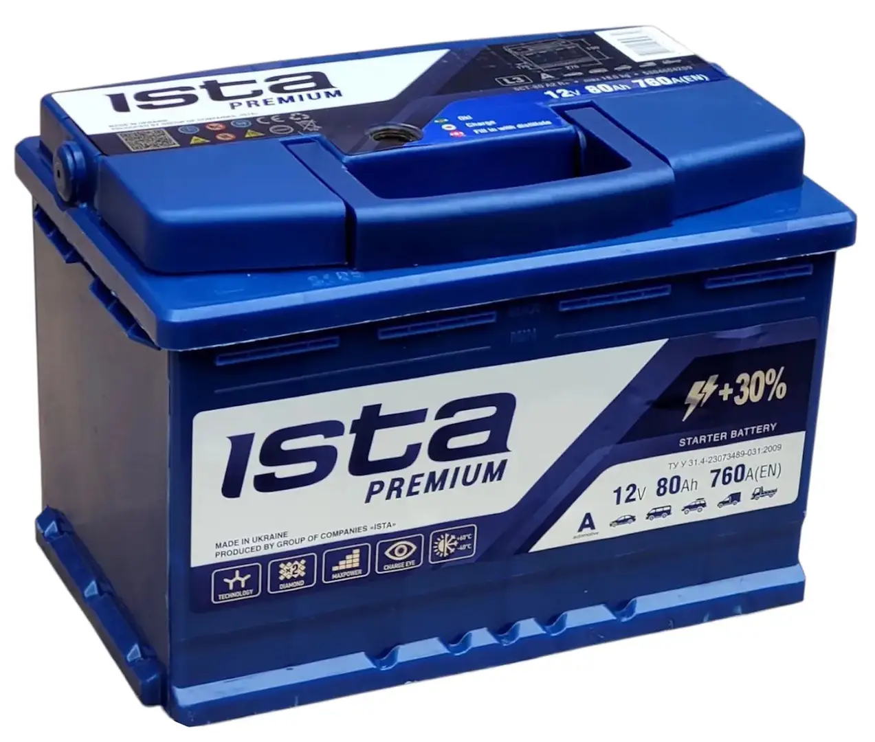 Acumulator Ista Premium 80Ah 760A +R