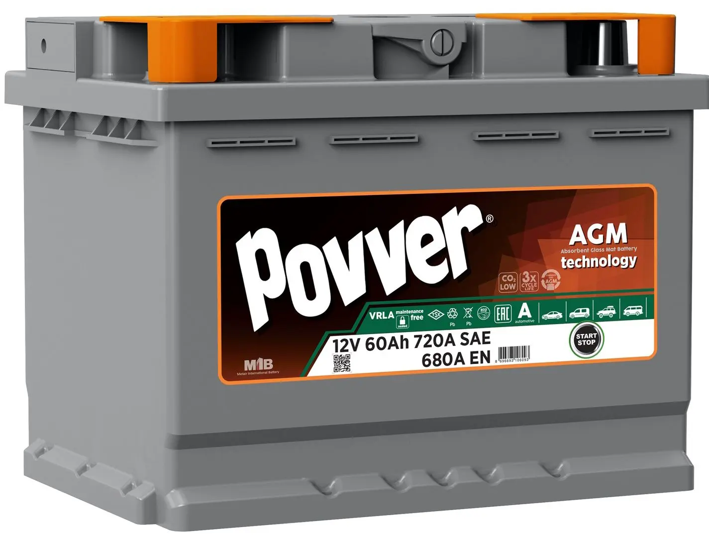 Acumulator Povver AGM 60Ah 720A L2.60.068.A