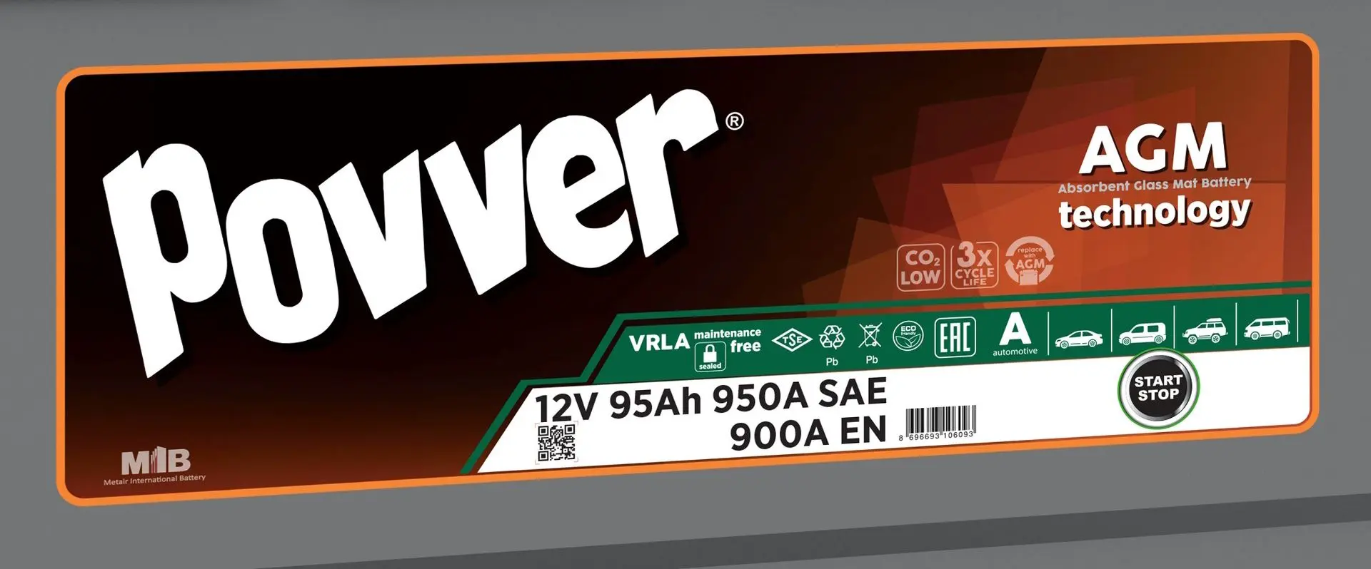 Acumulator Povver AGM 95Ah 950A L5.95.090.A