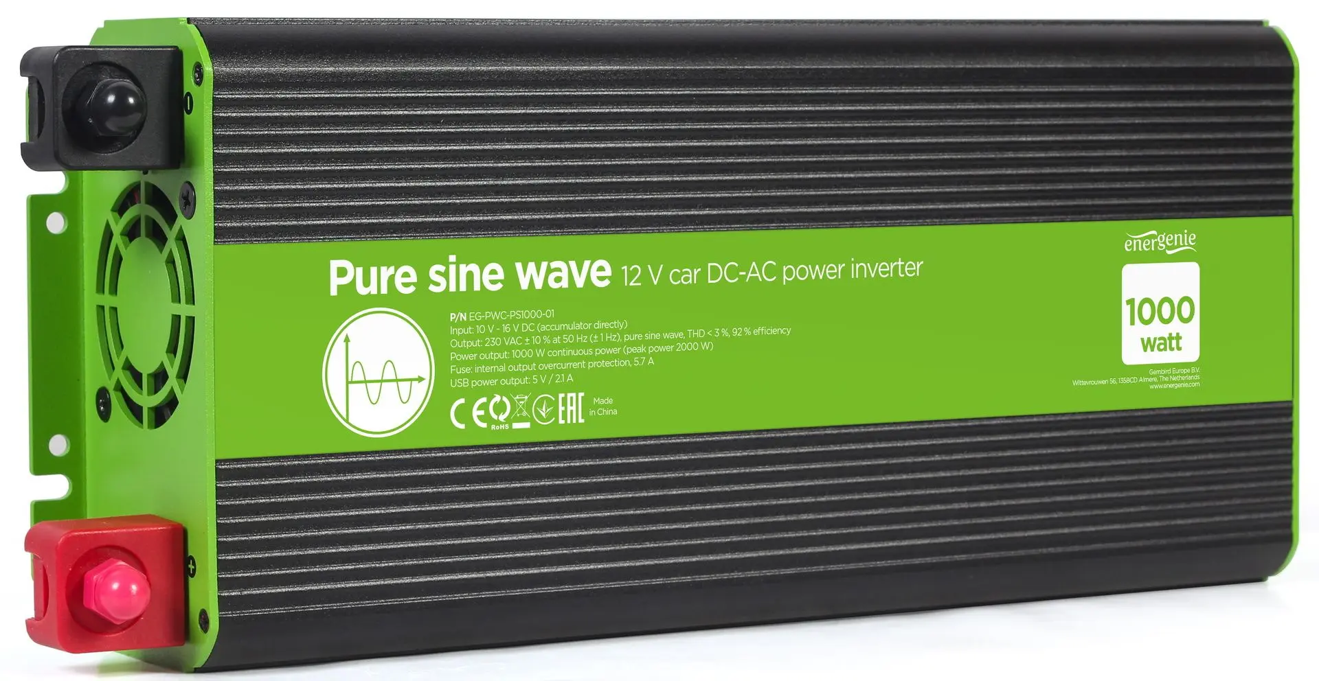 Автомобильный инвертор Energenie EG-PWC-PS1000-01 (Green/Black)