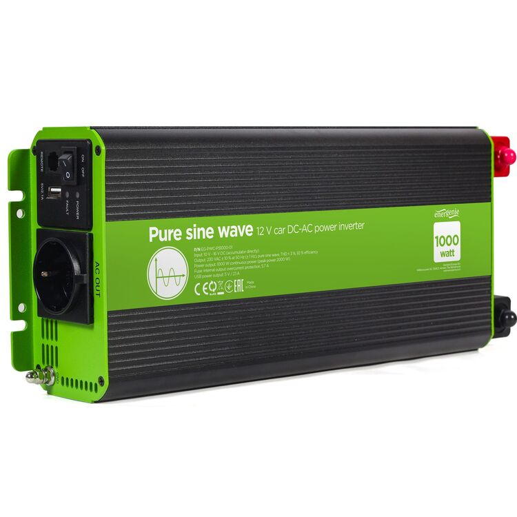 Invertor auto Energenie EG-PWC-PS1000-01 (Green/Black)