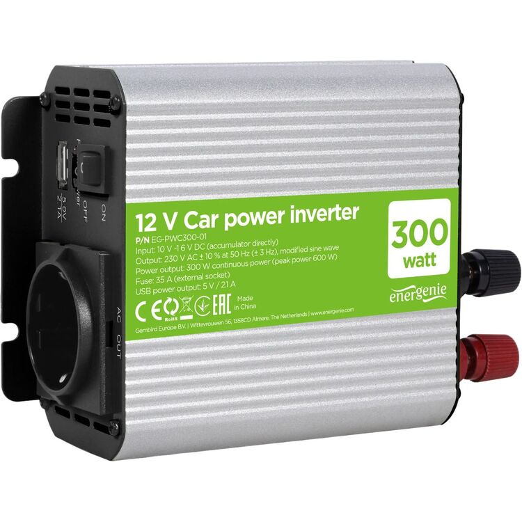 Invertor auto Energenie EG-PWC300-01 (Silver/Black)